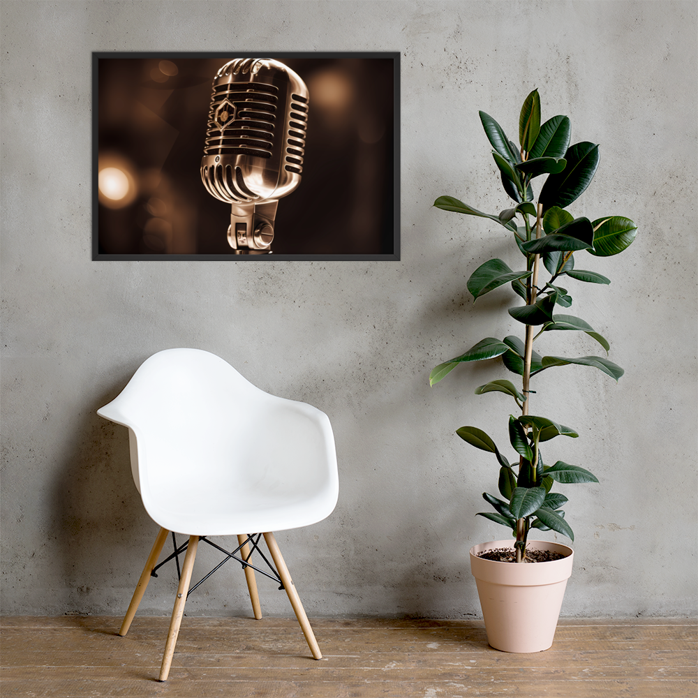 Framed Vintage Microphone Print | Music Photo | Vintage Mic | Print Wall Art | Wall Art | Music Print