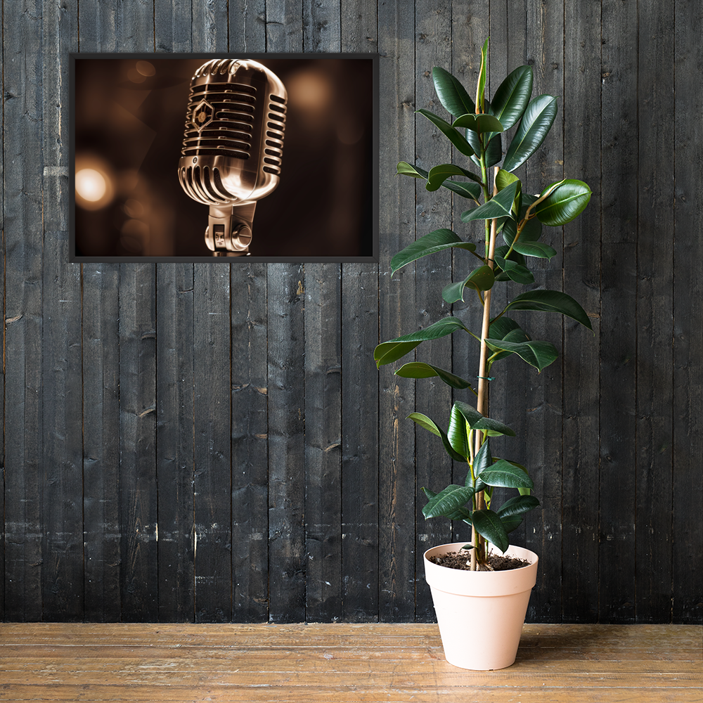 Framed Vintage Microphone Print | Music Photo | Vintage Mic | Print Wall Art | Wall Art | Music Print